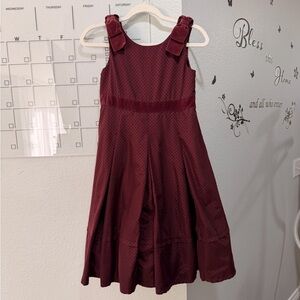 Gymboree Girls Festive Dress Size 12 in Plum Burgundy Bow-Shoulder Party Dress